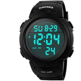 SKMEI Herren-Digitaluhr, wasserdicht, LED-Hintergrundbeleuchtung, große Zahlen-Anzeige, Multifunktions-Sport-Armbanduhr
