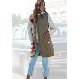 Longweste FRENCH CONNECTION, Damen, Gr. S (36/38), dunkelgrün, Obermaterial: 100% Polyester, unifarben, gerade wadenlang, Westen Longweste, mit weit geschnittene Schultern, Topseller