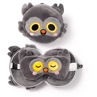 relaxeazzz Reisekissen mit Maske Relaxeazzz - Winston der Eule - süße Tiere
