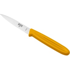 KUHN RIKON Swiss Knife Rüstmesser Wellenschliff, Edelstahl, Gemüsemesser, Messer mit Klingenschutz, Stainless Steel, Gelb