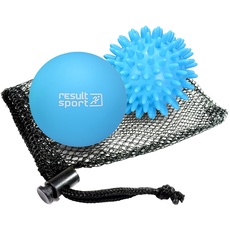 ResultSport Lacrosse & Igelball Massageball Set, Plantarfasziitis, Fußmassage, Triggerpunktmassage, Tiefengewebe, myofasische Linderung - Blau