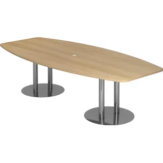 Hammerbacher Konferenztisch KT28S eiche Tonnenform, 280,0 x 85,0 - 130,0 x 74,5 cm