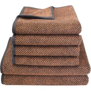 Handtuch Set DYCKHOFF "Golden Shades Herringbone", rosa (kupfer), 6 Stk., Walkfrottier, Walkfrottier, Obermaterial: 100% Baumwolle, Handtuch-Sets, Handtuch Set, 4 Handtücher (50x100cm), 2 Duschtücher (70x140cm)