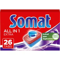 Somat All in 1 Extra Spülmaschinen Tabs (26 Tabs), Geschirrspül Tabs für strahlende Sauberkeit auch bei niedrigen Temperaturen, bekämpfen selbst eingetrocknete Rückstände