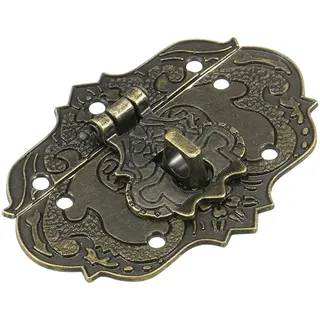 QUARKZMAN Antike Verschlüsse Embossing Latch Haspe Vintage Antik-Verschlüsse Dekorative Haken Beschläge für Vorhänge-Schloss Schlösser Truhen Kisten Schieber Holzkiste Koffer 71 x 53 mm