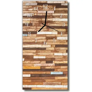 Tulup Glasuhr Wanduhr Küchenuhr Echt-Glas 30x60 Bausteine Beige - Beige