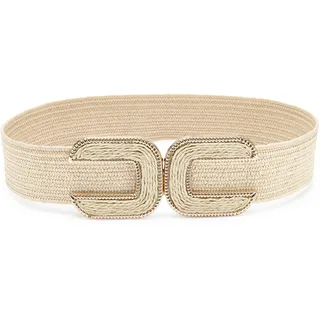 Taillengürtel LASCANA "Stretchgürtel, Schmuckgürtel", Damen, Gr. 95, beige, Materialmix, unifarben, Gürtel Taillengürtel, NEU elastischer Gürtel für Kleid & Overall, Bauchgürtel, Bast-Optik, Topseller