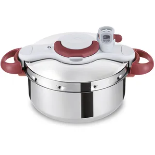 Tefal Clipso Minut' Perfect 6 l mit Garbkorb und Timer edelstahl/weiß/rot