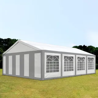 TOOLPORT Partyzelt 5 x 8 m inkl. Seitenteile Grau/Weiß