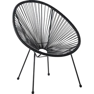 BELIANI Balkonstuhl Schwarz Polyrattan Spaghetti-Optik Modern Mexikanischer Stil Outdoor Balkon Terrasse Garten Möbel - Schwarz