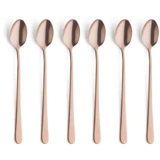 Amefa AUSTIN Longdrink-/Latte Macchiato Löffel Set 6-teilig PVD Kupfer satiniert Besteck, Kupfer