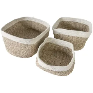 Intirilife Aufbewahrungskorb SET Baumwolle (3-tlg.) 225 x 335 x 14 cm Beige/Weiß