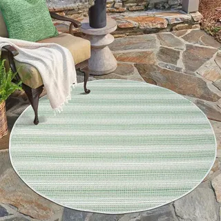 Outdoorteppich CARPET CITY "PALM3471", grün, H:5mm Ø:160cm, Polypropylen, Teppiche, Outdoorteppich, Wetterfest & UV-beständig, für Balkon, Terrasse, Küche, flach gewebt