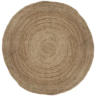 Teppich rund Boho 120cm Jute Wohnzimmerteppich braun schwarz Kurzflor Dekoration