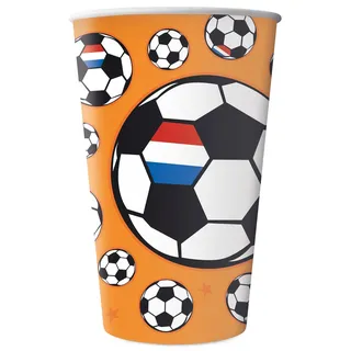 Folat 31079 Trinkbecher Orange 250ml-8 Stück Fußball Weltmeisterschaft