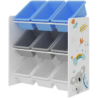 [en.casa] Kinderregal Muxía , Weiß, Grau, Blau , Holzwerkstoff, Kunststoff , Tiere , 62x60x26.5 cm , Babymöbel & Kindermöbel, Babyzimmer, Babyregale & Kinderregale