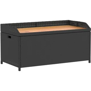 vidaXL Bank mit Stauraum Schwarz 100x50x52 cm Poly Rattan Akazienholz - Braun, Schwarz