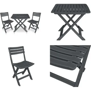 vidaXL 3 tlg. Bistro Set Klappbar Kunststoff Anthrazit - Bistro Set - Bistro Sets - Bistro-Set - Bistro-Sets - Grau