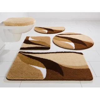my home Badematte »Magnus, Badvorleger, Badezimmer Teppich« mehrfarbig, Badteppich, Badematten auch als 2 teiliges Set & rund, braun