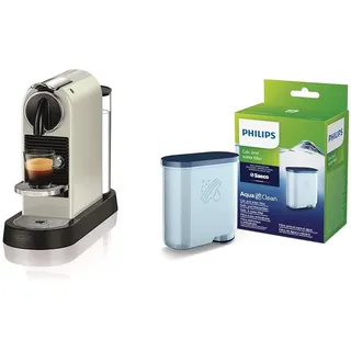 Nespresso De'Longhi EN167.W Citiz Kaffeekapselmaschine, Hochdruckpumpe & Philips AquaClean Kalk- und Wasserfilter für Espressomaschine, Kein Entkalken bis 5000 Tassen, Einzelpack