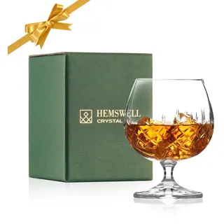 Hemswell Crystal Brandy-/Cognac-Glas 250 ml – Einzelstück in bleifreiem Kristall mit schwerem Boden & Geschenkverpackung – Snifter für Brandy, Whisky & Genussmomente - Wicklow
