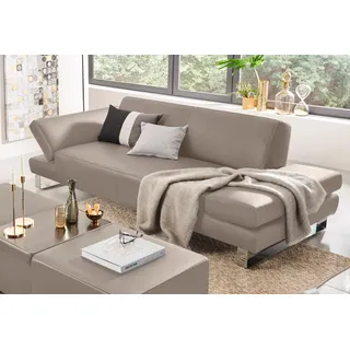 2-Sitzer W.SCHILLIG "taboo", braun (stone z59), B:202cm H:76cm T:91cm, Longlife Xtra-Leder Z59: Glattleder mit modischer Prägung. Hautstärke 0, 9 - 1, 1 mm, Sofas, 2-Sitzer, mit Normaltiefe, inklusive Armlehnenverstellung, mit Kontrastnaht