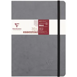 Clairefontaine 793465C Notizbuch AgeBag My Essentials, DIN A5, 14,8 x 21 cm, 96 Blatt, liniert, nummeriert, 90g, 1 Stück, grau