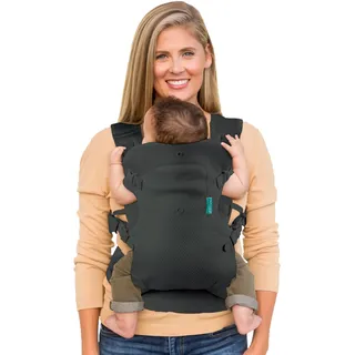 Infantino Flip 4-in-1 Light & Airy Babytrage – Atmungsaktiv, Lordosenstütze, Verstellbarer Hüftgurt, Kopfstütze, Ergonomischer Sitz, Weiche Riemen für Neugeborene von 3,6-14,5 kg, Dunkelgrau