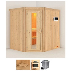 Bild von Sauna »Stine«, (Set), 9 KW-Bio-Ofen mit externer Steuerung beige