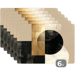 MuchoWow Platzsets 6er-Set Abstrakt - Modern - Schwarz - Gold 45x30 cm Tischset , Kunststoff , Rechteckig , 45x30x0.3 cm , Heimtextilien, Wohntextilien, Tischwäsche, Tischsets