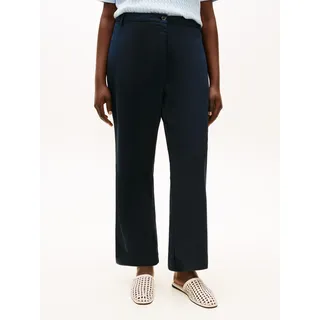 Chinohose TOMMY HILFIGER CURVE "CRV CO GMD SLIM STRAIGHT CHINO", Damen, Gr. 48, N-Gr, schwarz night navy, Web, Obermaterial: 65% Baumwolle, 33% Lyocell, 2% Elasthan, unifarben, regular fit lang, Hosen Chinohose, in großen Größen