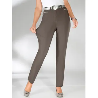 Stretch-Hose STEHMANN, Damen, Gr. 215, Extrakurzgrößen, grau (taupe), 72% Viskose, 25% Polyamid, 3% Elasthan, unifarben, lang, Hosen Stretch-Hose