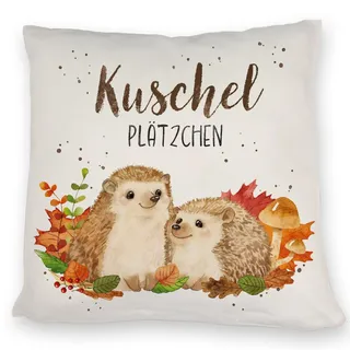 speecheese Kissen Igel mit Spruch Kuschelplätzchen Aquarell Zeichnung | KuschelKissen Motiv Natur DekoKissen für Frauen Geburtstag Kissen bezug bedruckt Wald Herbst Sofa Waldtiere niedlich