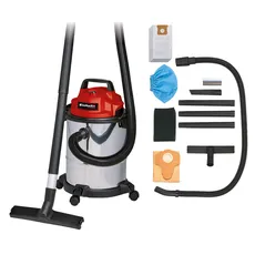 Einhell Nass-Trockensauger TC-VC 1815 S (1.250 W, 15 Ltr.-Edelstahlbehälter, 36 mm-Schlauchsystem, Zubehörhalterung, Saugdüse mit Kombi-Einsatz) + Vliesbeutel 15 Liter für Nass-Trockensauger 5er-Set