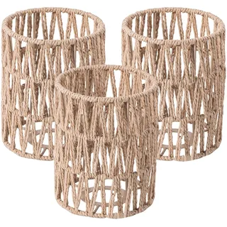 Lampenschirm Rattan, Stehlampe Pendelleuchtenschirm,Lampenschirm Klein Hängelampe Rattan Ersatzschirm Zubehör für Tischlampe,Korblampen Hängend, Laterne, fur Kuche,Esszimmer Bar Wohnzimmer (3)