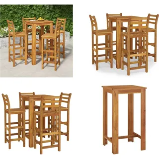 vidaXL 5 tlg. Gartenbar Set Massivholz Akazie - Garten-Bar-Set - Gartenbar-Sets - Outdoor-Bar-Set - Outdoor-Bartisch Und Stühle - Braun
