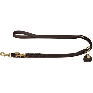 HUNTER Sansibar SOLID Verstellbare Führleine für Hunde, Leder, geflochten, robust, elegant, 2 x 200 cm, Dunkelbraun