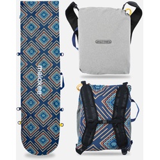 malokee Snowboardtasche 165cm x 42cm - wasserdichte Sporttasche Für Snowboard - 2in1 Snowboardsack und Schuhrucksack - 3 Optionen zum Tragen Snowboard Hülle (Aztec)