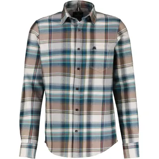 Karohemd LERROS "Herrenhemd in Karo-Flanellqualität", Herren, Gr. 5XL, extraweit, weiß (fog weiß), 100% Baumwolle, Hemden Karohemd