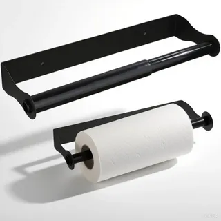 Küchenrollenhalter, Küchenrollenhalter ohne Bohren, Küchendeko und Küchenzubehör, Schwarz, 32 cm für Küche und Bad, Moderner Küchenrollenhalter Wand