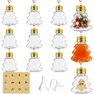 DONQL 12 Stück Weihnachtskugeln zum Befüllen, 50ml Acrylkugeln zum Befüllen mit Aufklebern, 6.7cm Durchsichtige Weihnachtskugeln, für Weihnachtsdekorationen, Bastelarbeiten, Partys und Zusammenkünfte
