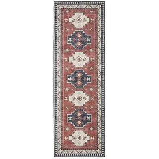 benuta Vintage-Läufer George waschbar 80x240 cm , Multicolor, Blau , Kunststoff , Vintage , Rechteckig , 80x240 cm , Oeko-Tex® Standard 100 , in verschiedenen Größen erhältlich, rutschfeste Unterfläche, waschbar , Teppiche und Böden, Teppiche, Teppichläufer, Läufer