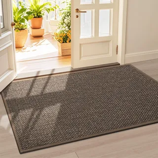 LEKEEPGO Fussmatte Innen 90 x 150 cm, rutschfest Fußmatte, waschbar Schmutzfangmatte, Dünn Türmatte Saugstarke Eingangsteppich, Sauberlaufmatte, Eingangsmatte für Innenbereich, Braun