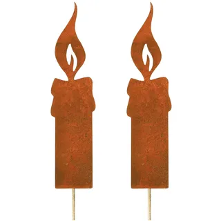 2er Set Rost Weihnachten Deko Outdoor, Groß Rost Kerzen Gartenstecker Roststecker Weihnachtsdeko Draußen, Gartendeko Weihnachten, Winter Deko Garten für Advent, Weihnachts Balkon Gartendeko Grabschmu