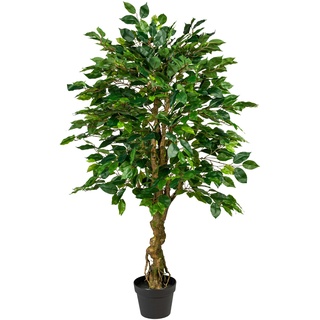 Creativ green Ficus Benjamini, ca 125cm grün, Kunststoff, im Topf 17x14cm schwarz