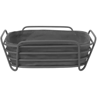 BLOMUS Brotkorb Schwarz S - Brotkörbchen aus pulverbeschichtetem Stahl und Baumwoll-Stofftasche, S: 20 cm