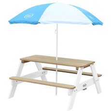 Bild Nick Picknicktisch mit Regenschirm Braun und Weiß