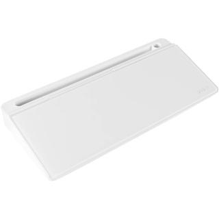 VIVO Whiteboard aus Glas, 40,6 x 17,8 cm, trocken abwischbar, mit Stauraum, Schreibtisch-Whiteboard-Organizer mit versteckten Fächern und Geräteschlitz, DESK-WB16A