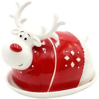 Dekohelden24 Keramik Butterdose als Elch, L/B/H 16 x 13 x 14 cm