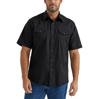 Wrangler Herren Sport Western Basic Two Pocket Short Sleeve Snap Shirt Hemd, Schwarz, XL